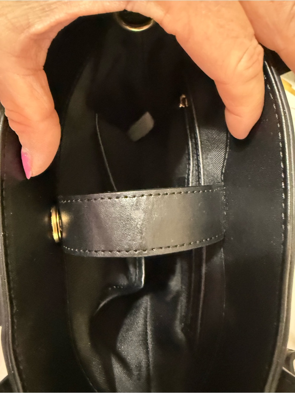 Sam Edelman Black and Cream Striped Leather-Trim Bucket Tote - Picture 6 of 12